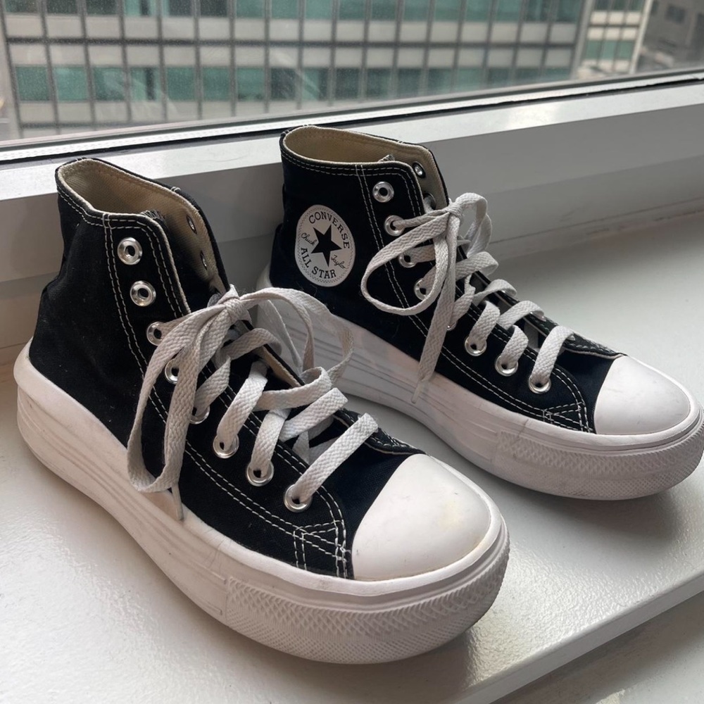 Platform black high top converse